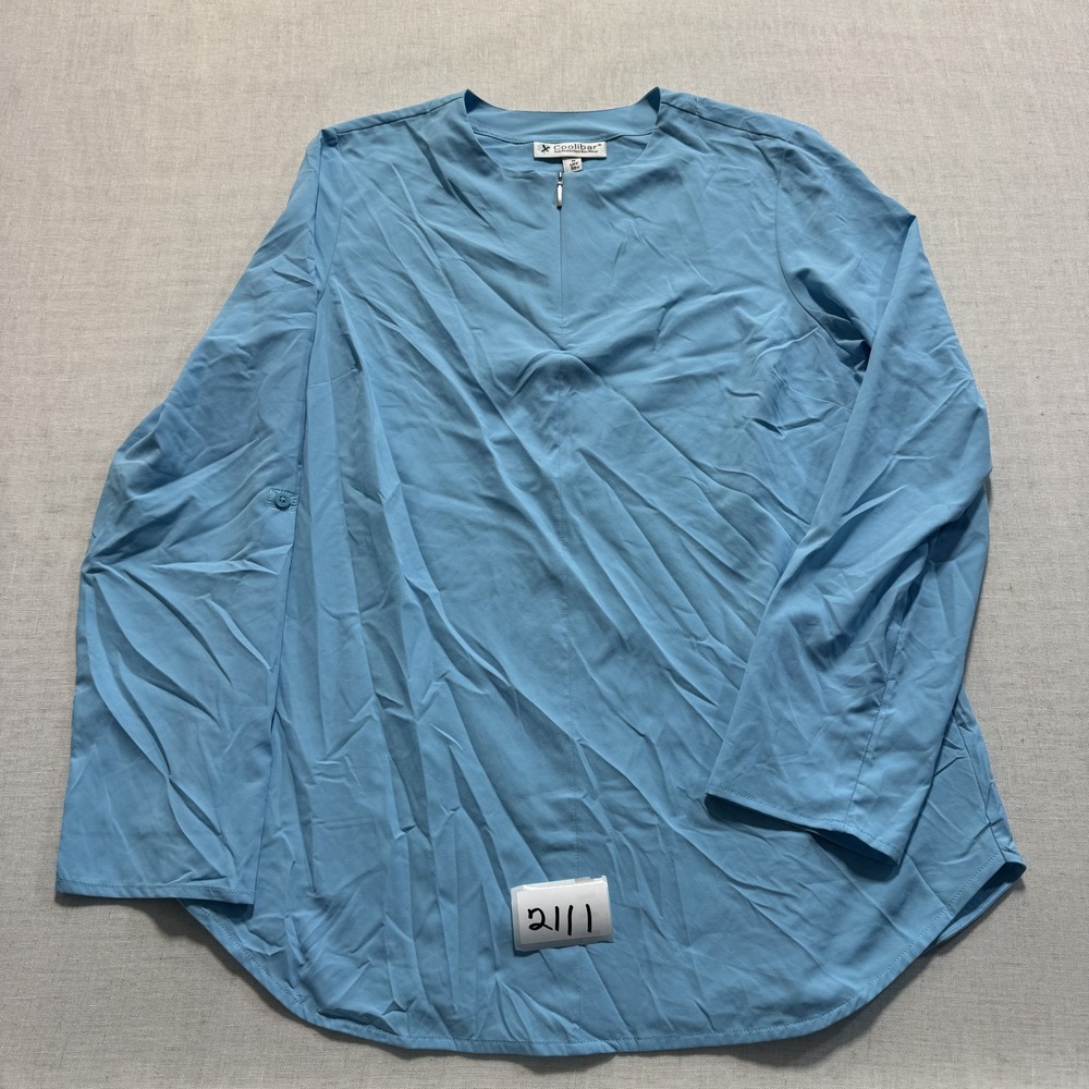 Coolibar Chamboard‎ Tunic Top UPF 50+ Women Sz M Blue New Without Tags